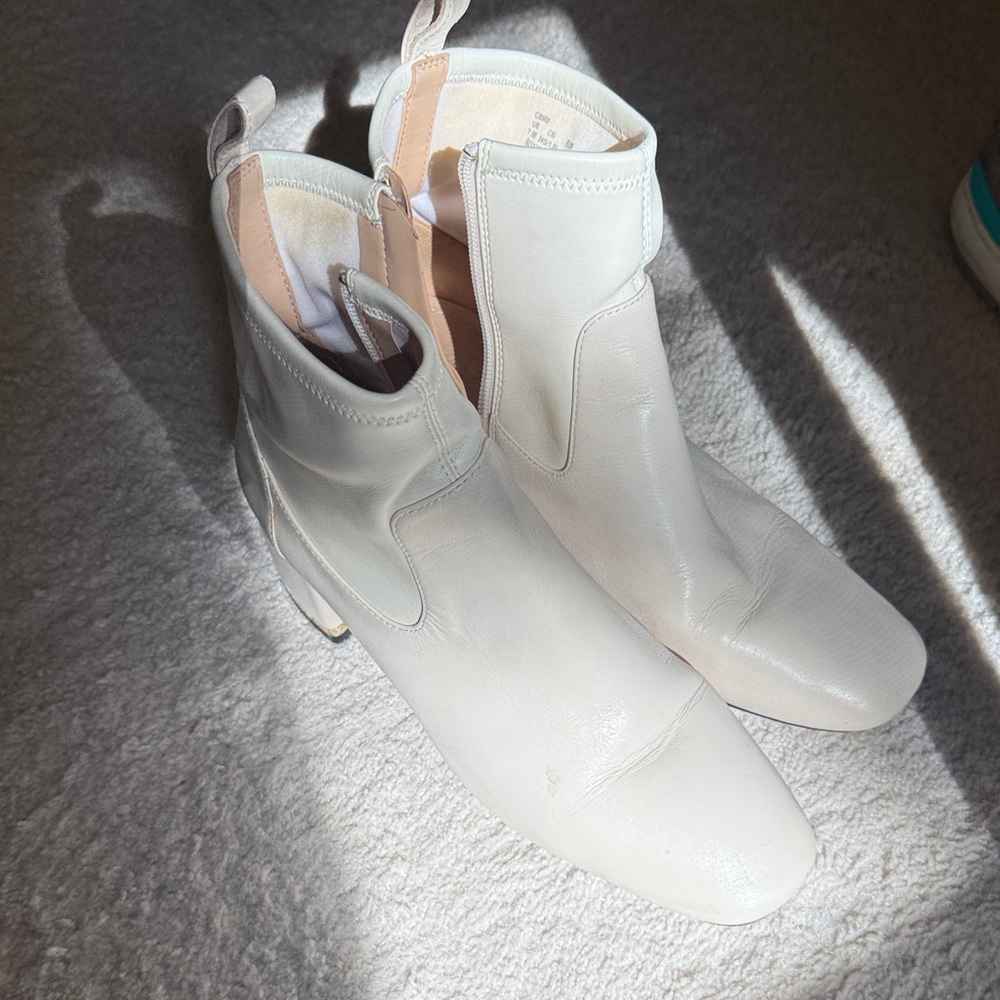 Coach White Leather Ankle Booties
